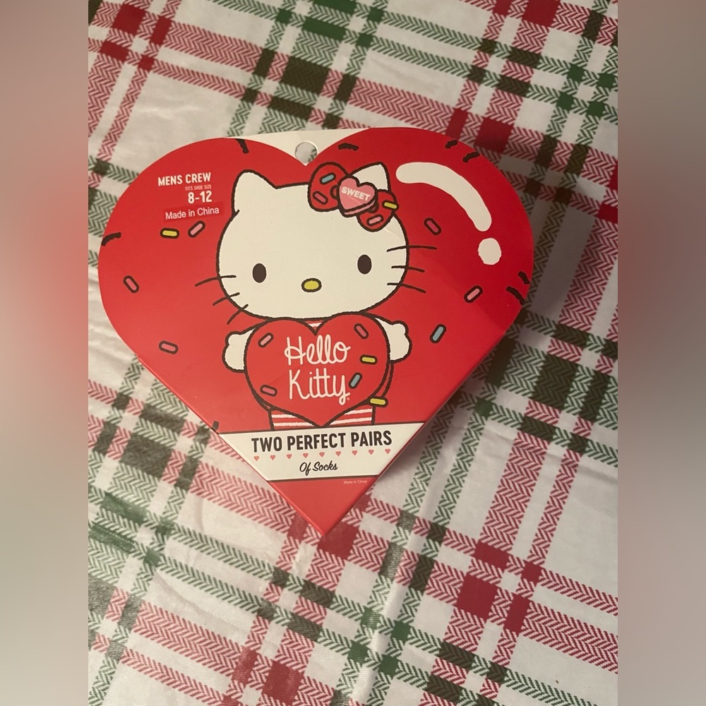 Hello Kitty Valentine's 2 Pack Men's Crew Socks In Gift Box, Fits Shoe Size 8-12